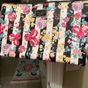 Betsey Johnson Black and White Floral Cosmetic Bag